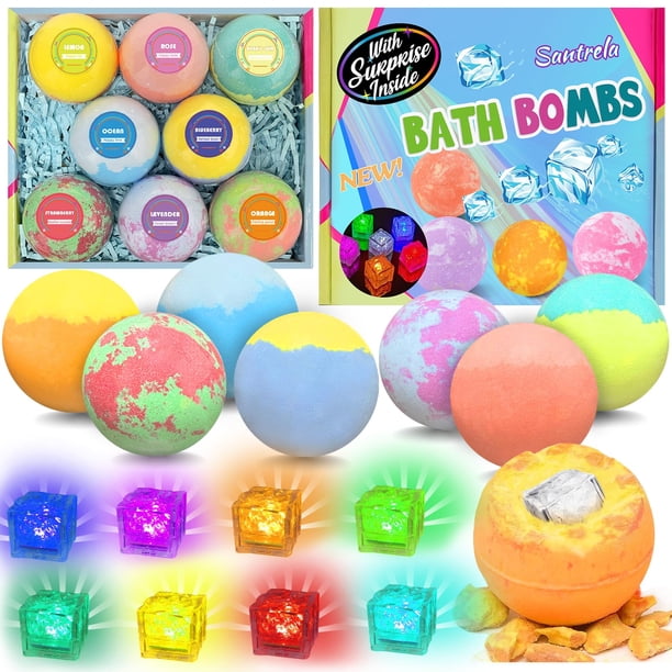 Bombas de baño Santrela para niños con juguetes sorpresa, 100 g, paquete de 8