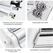 Classic 260 Pasta Maker Machine, 26 Cm Wide Rollers, 9 Thickness Positions, 2 Cutting Positions, Stainless Steel. Includes Reinforced Hand Crank And Two Clamps (White)
