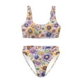 thumbnail image 2 of Garronmavis Colorful Dahlia Women's Bikini Swimsuits Push Up Swimwear with High Waisted Bottoms 2pcs/set High Cut Bathing Suits for Summer, 2 of 7