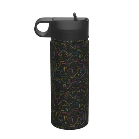 

Uemuo Doodle Dinosaur Print 18oz Sports Insulated Kettle Water Bottle Outdoor Sports Bottle Insulated Hydration Bottle with Handle & Flip Straw
