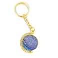 thumbnail image 1 of La ciencia planta Azul patrón celular Anillo de oro de metal llavero llavero, 1 of 3