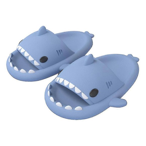 (Blue-36-37)Shark Slippers Shark Cloud Slippers Cloud Shark Slides Cute Shark Slippers For Women Anti-slip Novelty Open Toe Slides