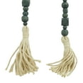 thumbnail image 4 of DecMode Green Wood Bohemian Garland Décor with Geometric Bead Details and Cream Cotton Tassel, 81"L, 4 of 7