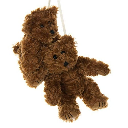 2 Pack of Brown Teddy Bear Crib Mobile Attachments | Hanging Plush Animal Decorations for Baby Girl or Boy Playpen or Crib | Accessories for Use with Mobile Hanger Sold Separately