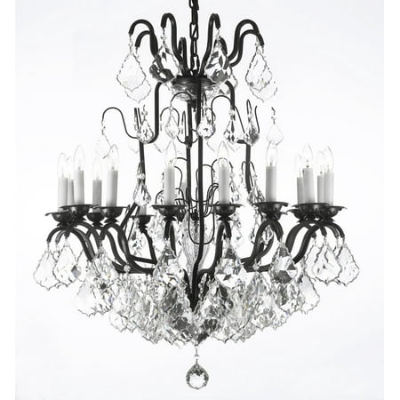 

Swarovski Crystal Trimmed Chandelier! Wrought Iron Crystal Chandelier