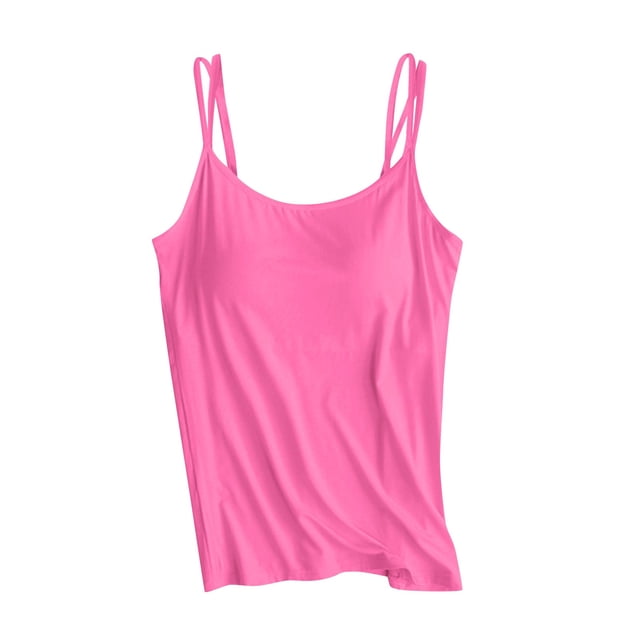 DPTALR Built In Bra Tank Tops For Women Summer Casual Strap Camisole Plus Size Padded Workout Tops