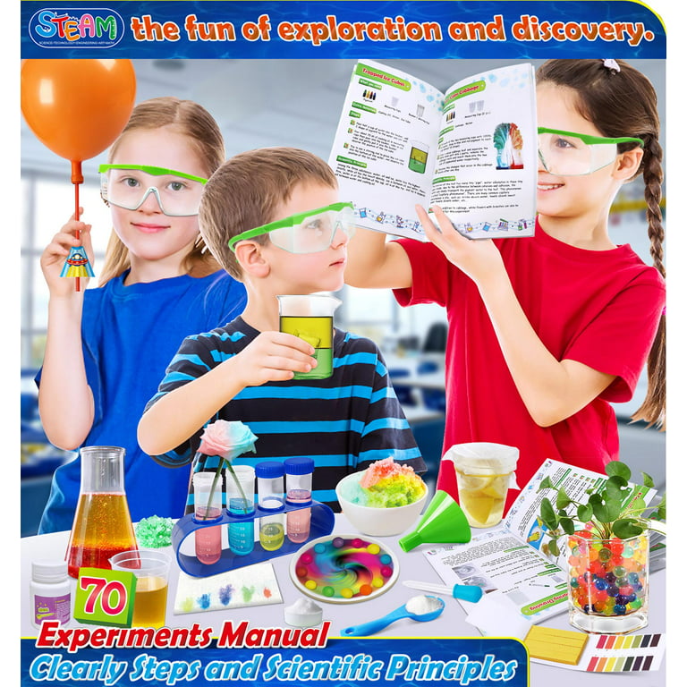UNGLINGA 30+ Experiments Science Kits for Kids, Educational STEM Project  Activities Toys Gifts for Boys Girls, Chemistry Set, Bouncy Ball, Volcano