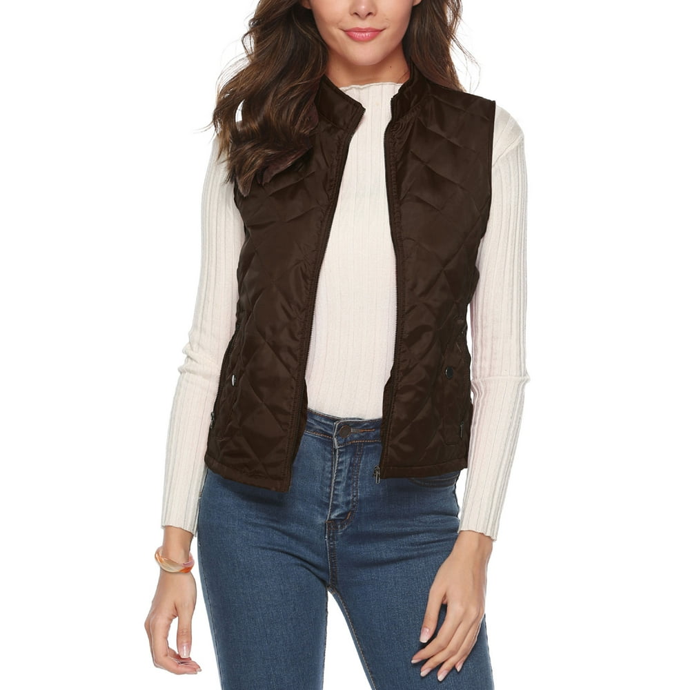 Bellella Womens Quilted Padded Waistcoat Vest Jacket Coat Zip Up