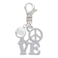 thumbnail image 2 of Delight Jewelry Love with Peace Sign - Silvertone Clip on Charm with Clear Crystal Drop, 2 of 4