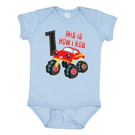 

Inktastic Monster Truck How I Roll 1st Birthday Gift Baby Boy Bodysuit