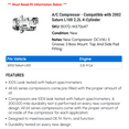 thumbnail image 2 of A/C Compressor - Compatible with 2002 Saturn L100 2.2L 4-Cylinder, 2 of 2