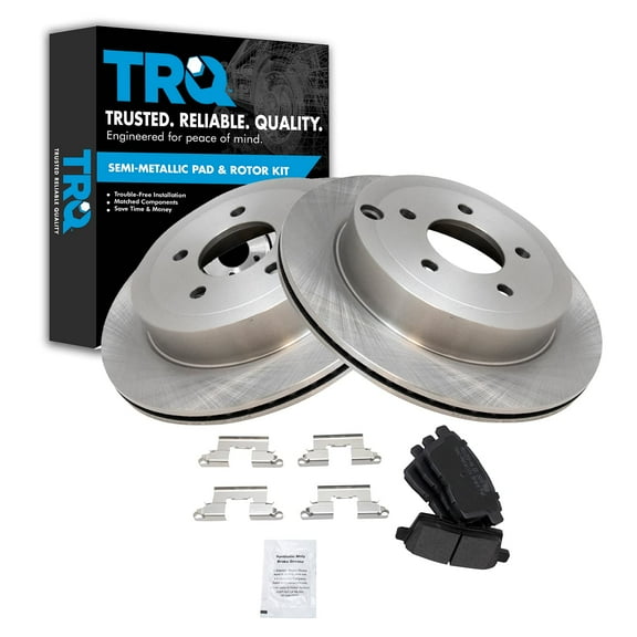 TRQ Rear Brake Pad & Rotor Kit Brake Pads Brake Rotor Semi-Metallic Fits Select 2007-2010 Ford Edge Lincoln MKX