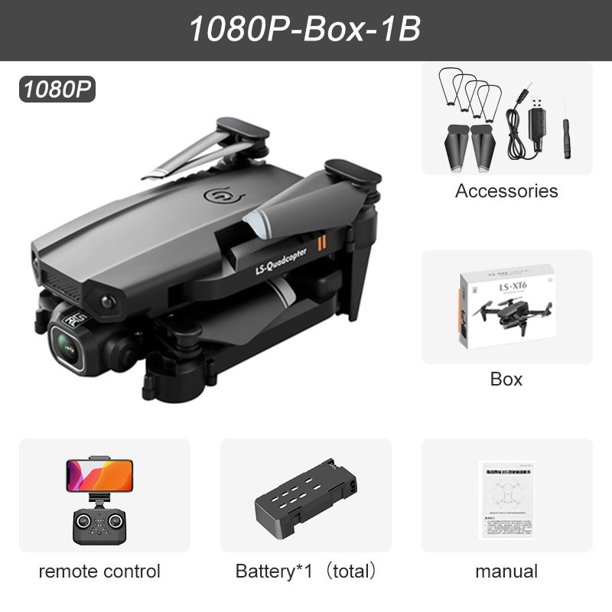 JINHENG XT6 Mini Drone 4K 1080P HD Cámara WiFi Fpv Presión de aire Altitude Hold Quadcopter plegable RC Dron Kid Toy Boys Regalos Tan Jianjun unisex