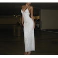 thumbnail image 3 of Robes à Col en V pour Femmes Été Sans Manches Papillon Dos Ouvert Robes Maxi Unies Jupes en Tulle Moulantes Tendance, 3 of 8