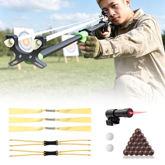 Outdoor Hunting Slingshot Dual-purpose Elastic Telescopic Long Professional Catapult Package