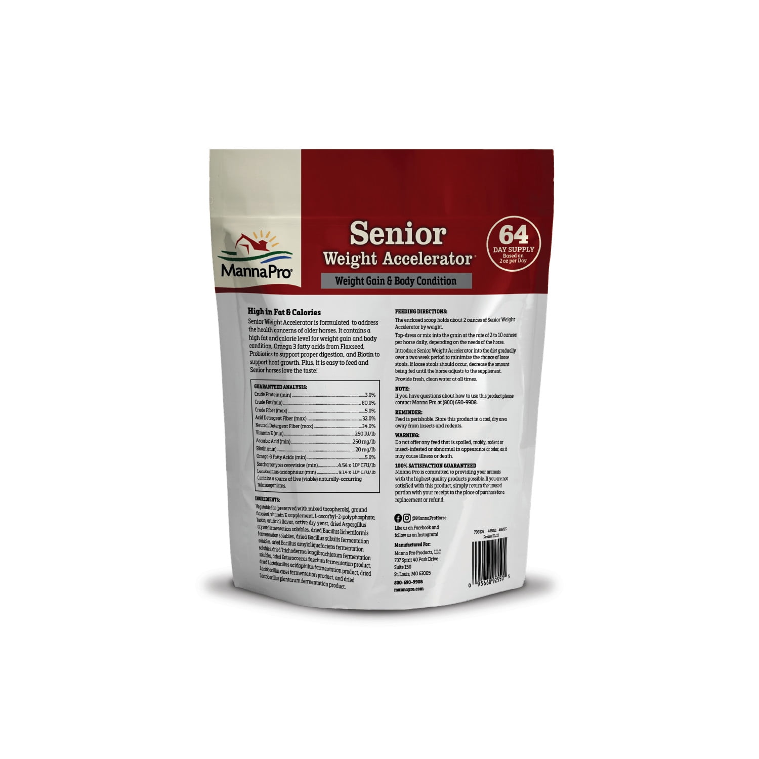 Manna Pro Weight Accelerator for Senior Horses w/Omega 3 Fatty Acids 8lbs.