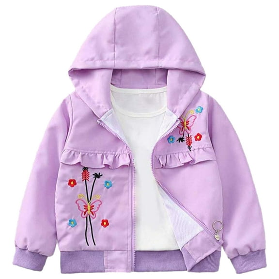 GYRATEDREAM Toddler Girls Zip Jacket Hooded Lightweight Kids Coats Windbreaker Casual Windproof Outerwear