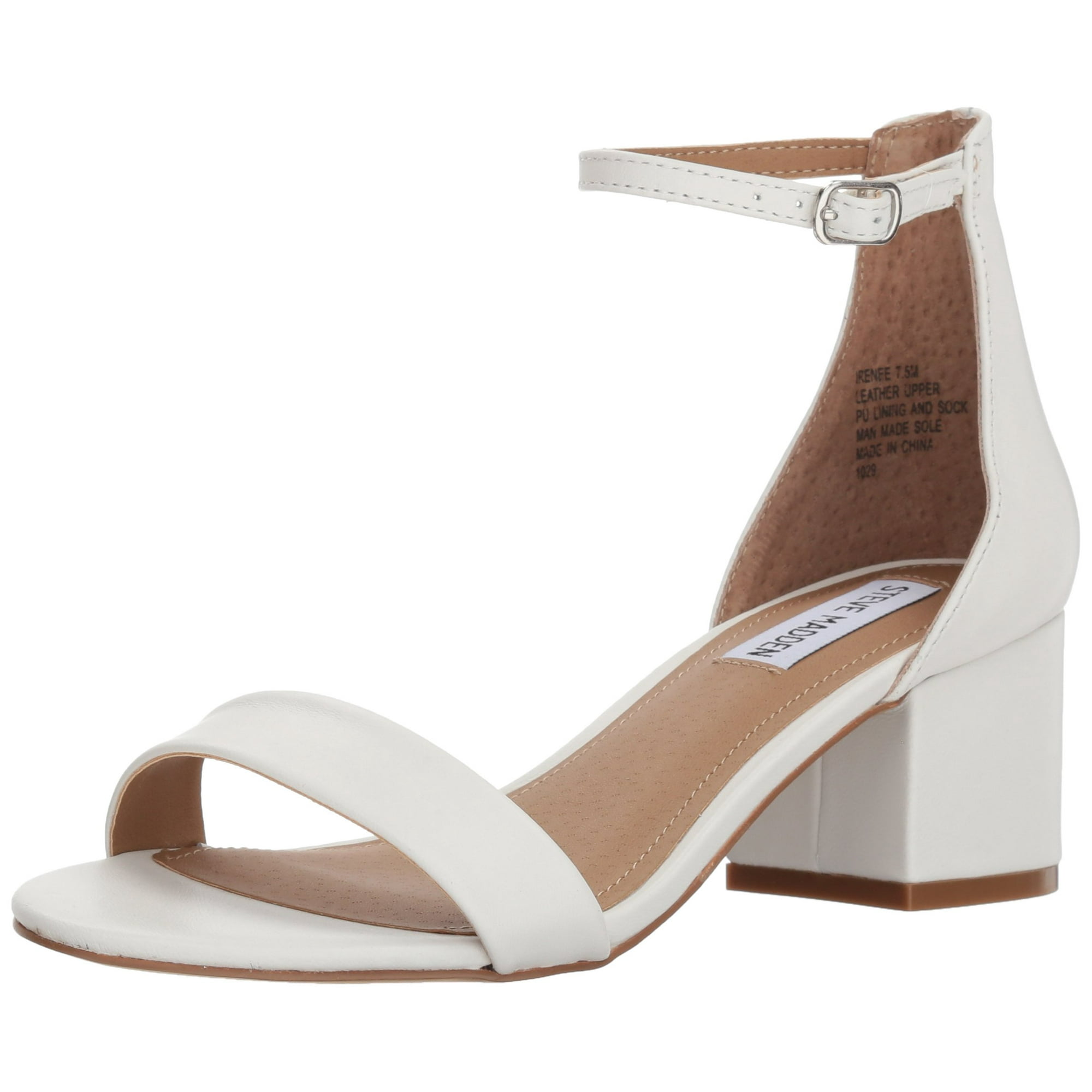 Steve Madden Women s Irenee Heeled Sandal White Leather 6.5 M US Walmart