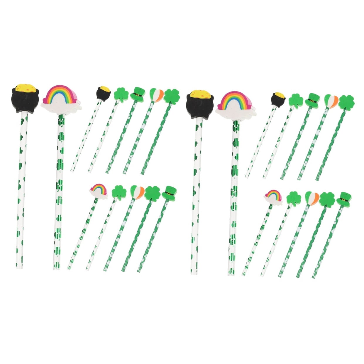 Worgeous 48 Pcs  Saint Patrick's Day Printing Pencils Portable Wood Pencils Student Pencils Convenient Pencils