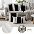 thumbnail image 6 of Black Vintage Outdoor Waterproof Pillow Covers, Geometric Stripes Simple Lines Decorative Rectangle Throw Pillowcase Sofa Cushion Sham for Patio/Couch/Chair, 20"x12" 2 Pack, 6 of 8