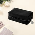 thumbnail image 3 of Unique Bargains 1 Pc Waffle Plaid Pattern Makeup Bag for Travel Black Polyester, 3 of 6