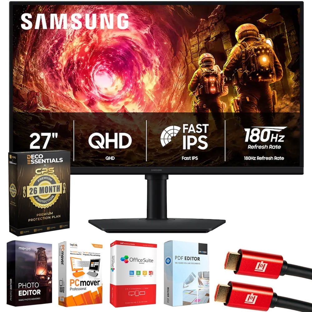 Samsung 27" Odyssey G5 G50F QHD Gaming Monitor LS27FG502ENXZA Bundle with Elite Suite 18, 2x HDMI Cable and Deco Gear CPS Exclusive 26 Month Protection Pack (BEACH-CPS-26M250)