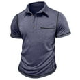 thumbnail image 4 of YLSDY Fashion Men's Casual Button Collared Shirts Classic Short Sleeve Basic Button T-Shirt Lightweight Cotton Golf Tops with Pocket Dark Blue XL, 4 of 7