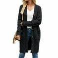 thumbnail image 5 of wsevypo Women Cable Chunky Knit Long Cardigan Sweater Long Sleeve Button Down Coat with Pockets, 5 of 6