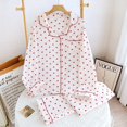 thumbnail image 4 of Pijama fino de manga larga para mujer, para primavera y otoño: prenda de algodón y poliéster suave para estar por casa, con estampado de corazones, transpirable y lavable a máquina., 4 of 7