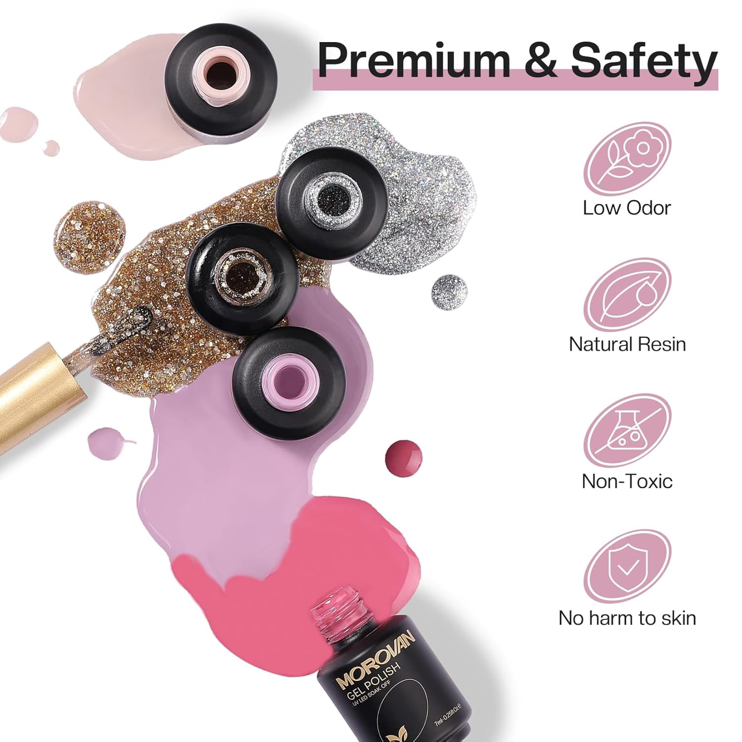 Morovan Gel Nail Polish Kit: 12 Colors Gel Nail Polish Set with Classic Collection Nude Pink Gel Polish Nail Art Decorations Manicure Tools DIY Salon Home Gifts