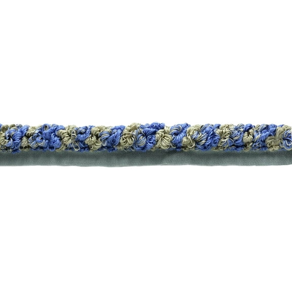 3/8" (1cm) Decorative Looped Twisted Rope Cord Trim with Lip # 0038LPC,, Slate Blue #9132 (Cobalt Blue, Light Grey, Taupe Grey) Sold By The Yard (36"/3 ft/0.9m)