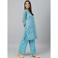 thumbnail image 6 of Janasya Indian Women's Aqua Blue Georgette Shibori Print Kurta with Palazzo, 6 of 9