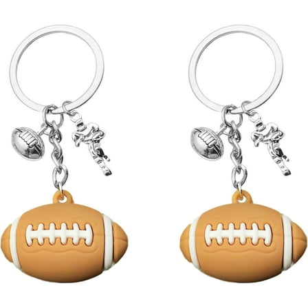 2PCS Football Keychain Car Key Chain Bag Charm Football Accessories Small Gifts Sport Charms Cute Stuff