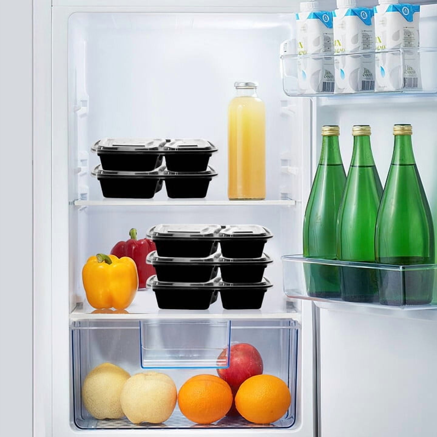 Package Bento Box Meal Prep Containers with Lid 2 Compartment, 35 Oz, 20-Pack