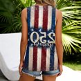 thumbnail image 4 of Women's Sleeveless Patriotic Tank Top 250th Anniversary USA Flag Print Breathable Polyester Spandex Casual Independence Day Celebration Shirt, 4 of 5