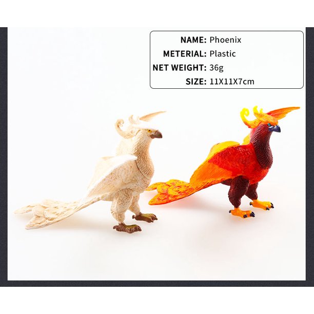 2pcs Phoenix Figure Model Toy Nature Children s simulation myth series wild animal toy bird fire phoenix mascot fire bird model doll decoration