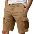 thumbnail image 2 of YLSDY Men's Cargo Shorts with Pockets Casual Knee Length Lightweight Shorts Stretch Outdoor Hiking Travel Work Short Pants Khaki XXL, 2 of 6