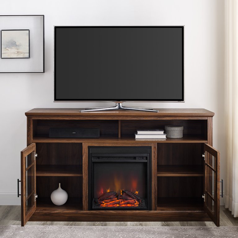 Manor Park Traditional 2 Door Fireplace TV Stand for TVs up to 65, Dark  Walnut - Walmart.com