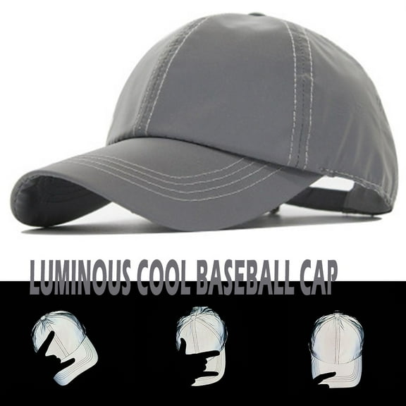 Unisex Reflective Baseball Cap with Luminous Design Adjustable Sun Hat for Night Running Cycling Safety Outdoor Activities