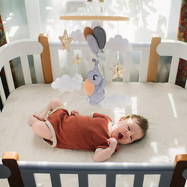 Decoración del hogar, soporte móvil para cuna de bebé, móvil de madera de fieltro para cuna de bebé, decoración de prezzie para recién nacidos, prezzie para bebés y niñas, campanas de viento colgantes