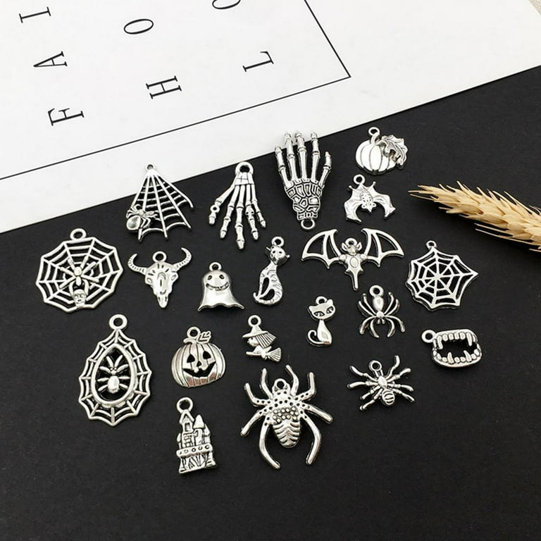 5-Piece Witch Charm Pendants - Antique Silver Halloween Charms For DIY Jewelry, Keychains & Crafts