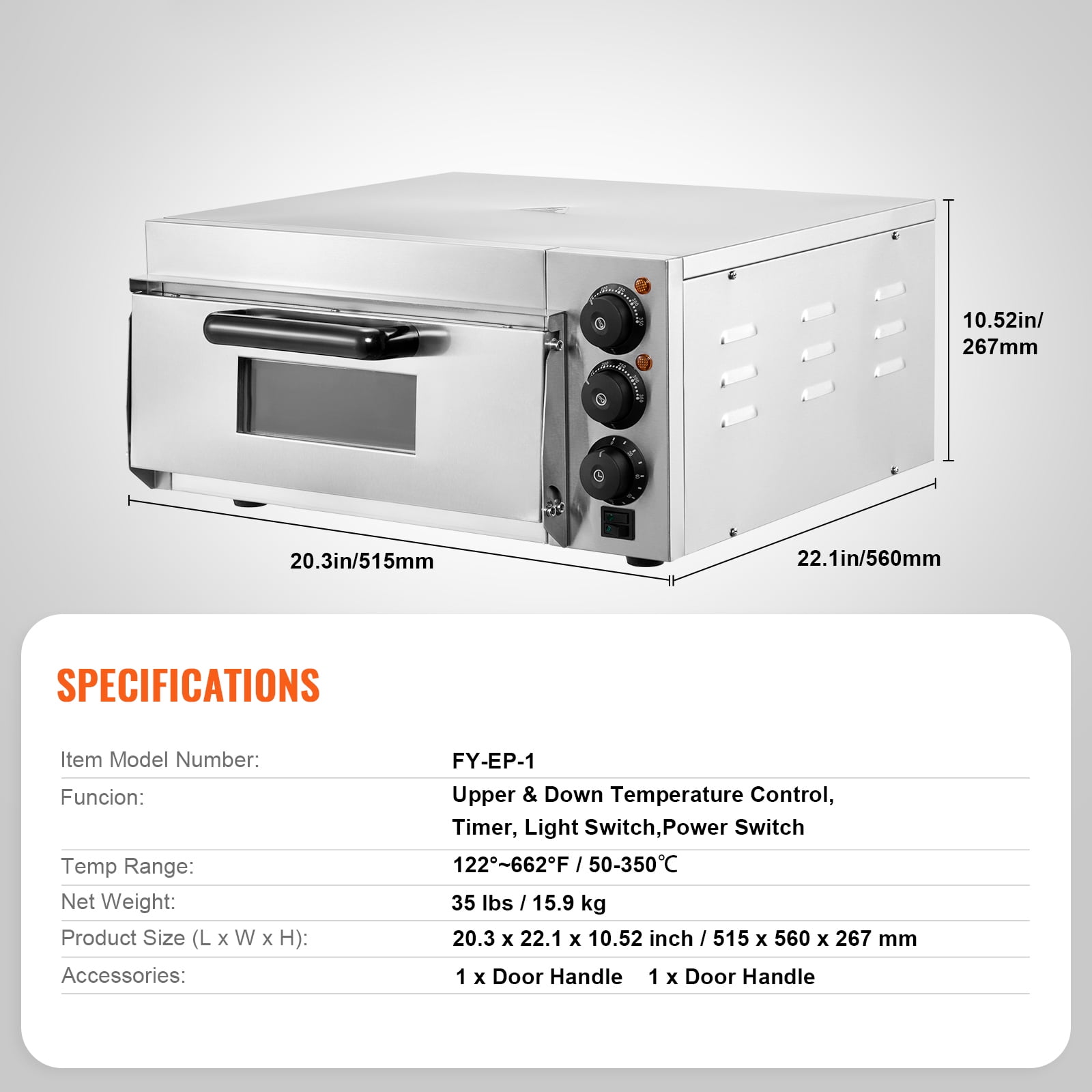 Frozen Pizza ZXMT Commercial Pizza Oven Double Oven 1700W 16