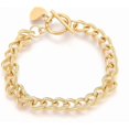 thumbnail image 1 of Pulsera de eslabones de acero inoxidable dorado con dije en forma de corazón y cierres de palanca para mujer (1 unidad), 1 of 2