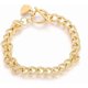 thumbnail image 1 of Pulsera de eslabones de acero inoxidable dorado con dije en forma de corazón y cierres de palanca para mujer (1 unidad), 1 of 2