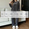 thumbnail image 3 of Gamivast Women's Fuzzy Fleece Pajama Set Cable Knit Long Sleeve Crewneck Top Pants Sleepwear Cozy Loungewear Winter Warm 2 Piece Sweatsuit, 3 of 7