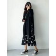 thumbnail image 3 of Grande Taille Robe Longue 4TG Femmes Élégante Robe Noire Manches Longues Col Rond Robe Maxi Robes d'Automne pour Femmes - Noir / 4TG(120-150kg), 3 of 3