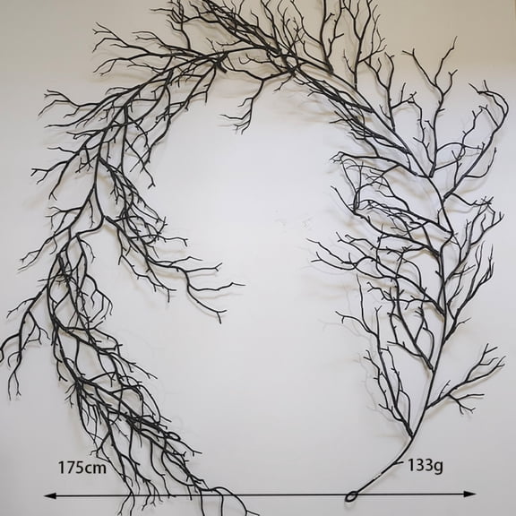 Halloween Black Twig Garland, 68.8" Artificial Bare Branch Vine for Spooky Home Halloween Decor