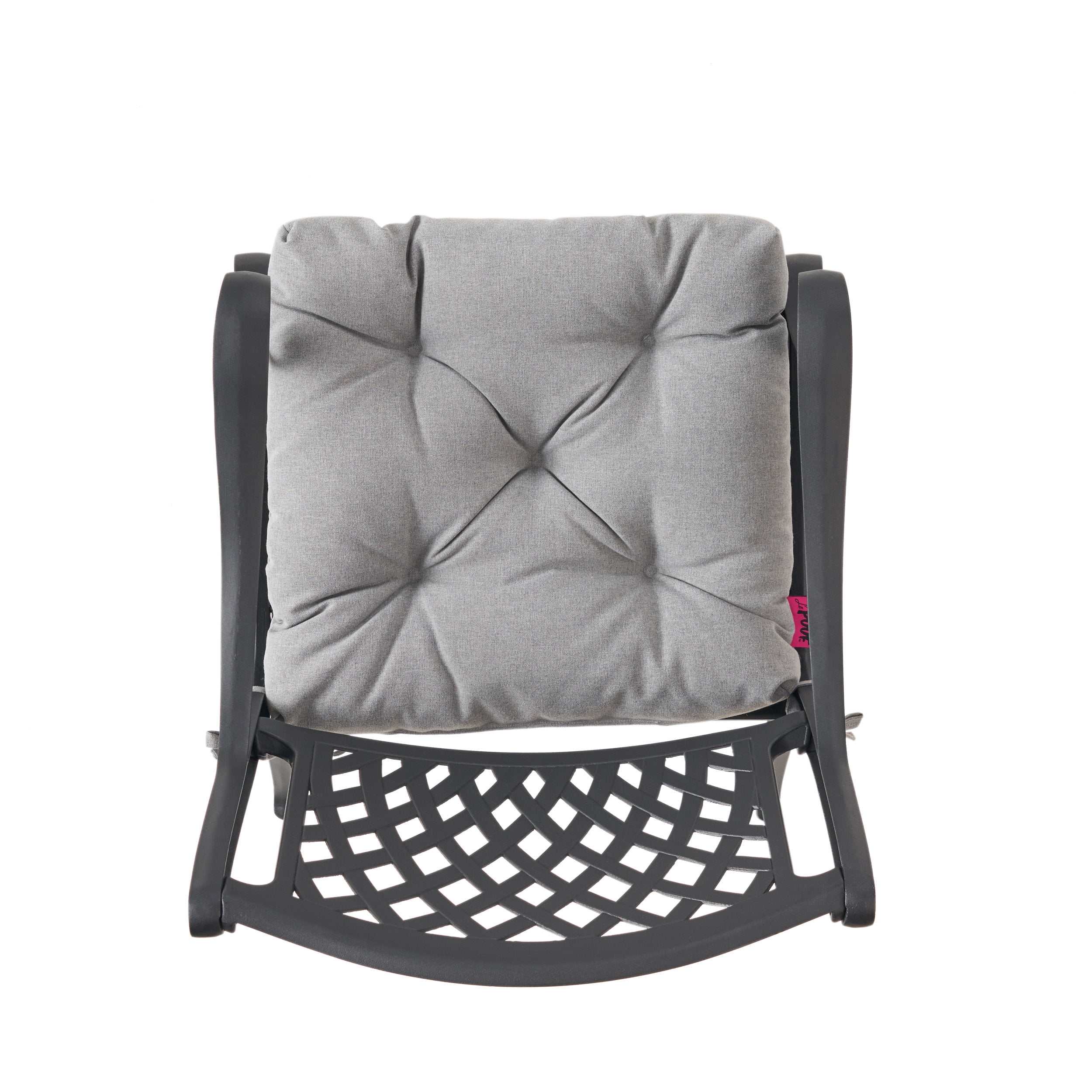 Brody Outdoor Cast Aluminum Dining Chair with Cushion, Set of 2, Antique Matte Black, Charcoal