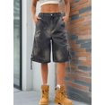 thumbnail image 3 of Apay Denim Shorts 5 Points Jeans for Women Y2K Vintage Street Style Suitable for Daily Trave Regular Size, 3 of 5