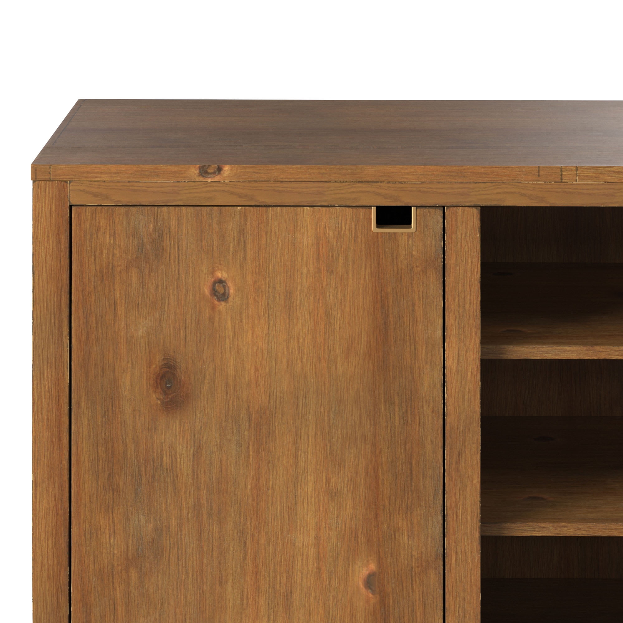 Bridgevine Home Tina 60 Inch TV Stand, High-Grade MDF, Laminate Shelves, Mango Tawny Finish